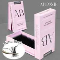 Abonnie LC LB UC UB Fournitures d'extensions de cils en gros Extensions de cils individuelles ultra douces en cachemire noir mat en plateaux