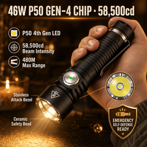 WOSEN 5000 Lumen P50 Gen4 46W Attack Bezel EDC Emergency <b>LED</b> Torch with Power Bank Magnetic 5000mAh Home Camping Flashlight - Product Image 2