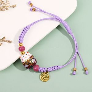 Braccialetti di gioielli di moda per gatti fortunati intrecciati a mano intrecciati a mano da donna <span class=keywords><strong>con</strong></span> ciondolo a campana - Product Image 6