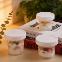 Gobelets jetables en plastique PP de qualité alimentaire semi-transparents à paroi simple pour pouding, dessert et crème glacée, 100ml, 200ml, 300ml, 500ml, 700ml, avec couvercle à vis