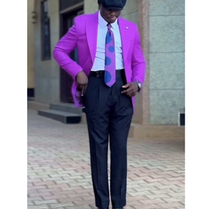 Costumes pour hommes noirs et violets, élégants et de haute qualité, pour mariage, smoking 2 pièces, pantalon de marié, veste de bal, blazer, tenue pour hommes - Product Image 1
