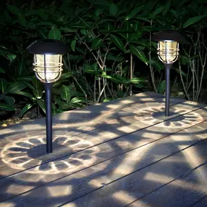 2 adet/kutusu güneş enerjili hareket sensörü ışıkları açık güneş metal bahçe sütun aydınlatma spot ışık açık hava aydınlatması
