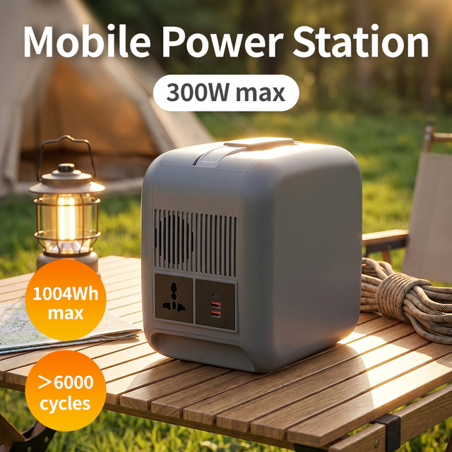 3.2V 280Ah 896Wh Stackable IP65 Portable Power Station LiFePO4 Battery 300W AC Outlet Fast Charging Solar Generator Home Outdoor