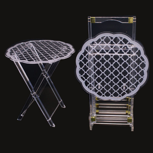 2022 venta al por mayor de fábrica de diseño moderno plegable acrílico mesa de centro redonda para sala de estar muebles para el hogar - Product Image 6