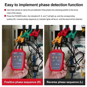 UNI-T Non-Contact Detector Trifásico UT262E Rotação Tester Fase Sequencer Breaker Finder 70V-1000V AC LED Buzzer Indicação - Product Image 4