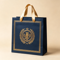 Sac de shopping écologique haut de gamme avec logo personnalisé imprimé, poignées en ruban, style inspiré de la mythologie