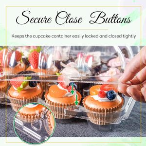Contenedores de Plástico Desechables para Mascotas al por Mayor, Cajas para Mini Muffins y Cupcakes con 6, 12 y 24 Compartimentos, Bandeja de Empaque con Tapa Transparente - Product Image 5