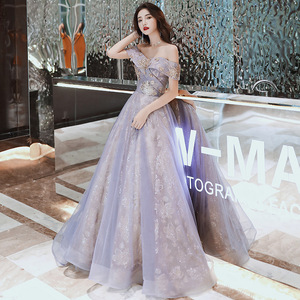 Off The Shoulder Evening Gown For Women Empire Waist Ball Gown Organza Long Dress Vintage Style 3D Patterns Formal Party Wear - Product Image 2