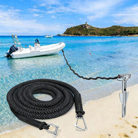 BSD0008 Jiubie Nouvelle Corde d'Amarrage en Acier Inoxydable de 2,1 m pour Bateaux, Jet-skis, Yachts, Kayaks, Ancre Élastique avec Crochet