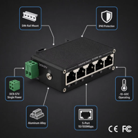 Switch de Red Industrial de 5 Puertos 10/100Mbps Directo de Fábrica, IP40, DC 9-57V, Amplio Rango de Alimentación PoE, para Uso en Seguridad CCTV
