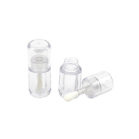 Tube de rouge à lèvres en PETG de 4 ml, flacon rond vide avec bouchon à vis, brosse surdimensionnée, logo personnalisé, revêtement UV, emballage cosmétique