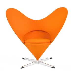 Home Furniture Heart Shape Rotating Revolving Chair Fiberglass Swivel Design Heart Cone Chair Fabric