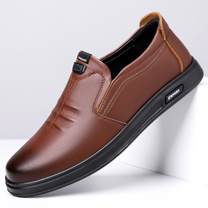 Mocassins d'affaires pour hommes en cuir véritable, semelle extérieure en caoutchouc antidérapante, élégants, pour le bureau, les mariages, imperméables et confortables - Product Image 3