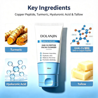 Nettoyant Visage OEM Marque Privée au Peptide de Cuivre GHK-CU, Nourrissant, Anti-Âge, Doux, au Curcuma Coréen et à l'Acide Hyaluronique