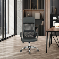 Appui-tête minimaliste en cuir synthétique noir Accoudoir Chaise de conférence pivotante Mobilier de bureau