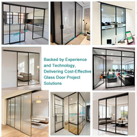 Porte coulissante en verre avec cadre en aluminium HDSAFE, verre givré de 8 mm, sans rail inférieur, fermeture douce, pour hôtel, appartement, projet résidentiel