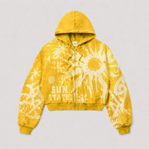 Sweat à capuche zippé surdimensionné OEM, bleu délavé vintage, effet éclaboussures de peinture graffiti, logo personnalisé, pour homme - Product Image 1