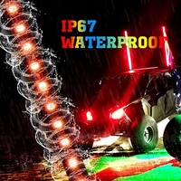 Antennes lumineuses LED RGB télécommandées, dansantes et à effet de poursuite, noires fumées, pour UTV, ATV, camion, RZR X3, buggy, dune, bateau
