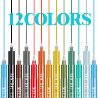 Stylos feutres professionnels 12 couleurs, encre colorée assortie, pointe extra fine 0,1 mm, pour dessin, croquis et traçage sur papier