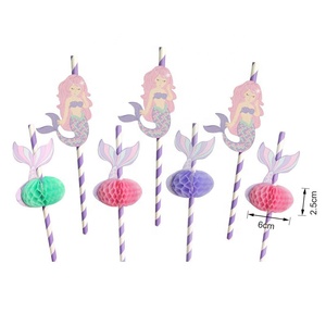 Wholesale <strong>Party</strong> <strong>Decoration</strong> Mermaid Honeycomb Striped Paper Straws Environmentally Birthday Baby Shower <strong>Party</strong> Trendy <strong>Decoration</strong> - Product Image 4