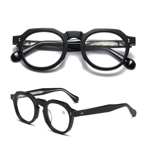 Gafas Redondas con Montura Completa, Color Negro Sólido, Anti-UV, Ligeras, Unisex, para Adultos, Monturas para Corrección de la Visión - Product Image 1