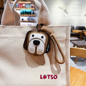 Porte-clés de luxe en cuir, fait main, avec pendentif chat et bouledogue français, breloque de sac mignonne de style dessin animé, cadeau haut de gamme pour les amoureux des animaux - Product Image 4