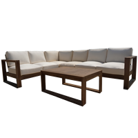 Acogedora mesa de centro modular de madera de teca de sofá conjunto para patio al aire libre Jardín junto a la piscina terraza jardín sofá conjunto