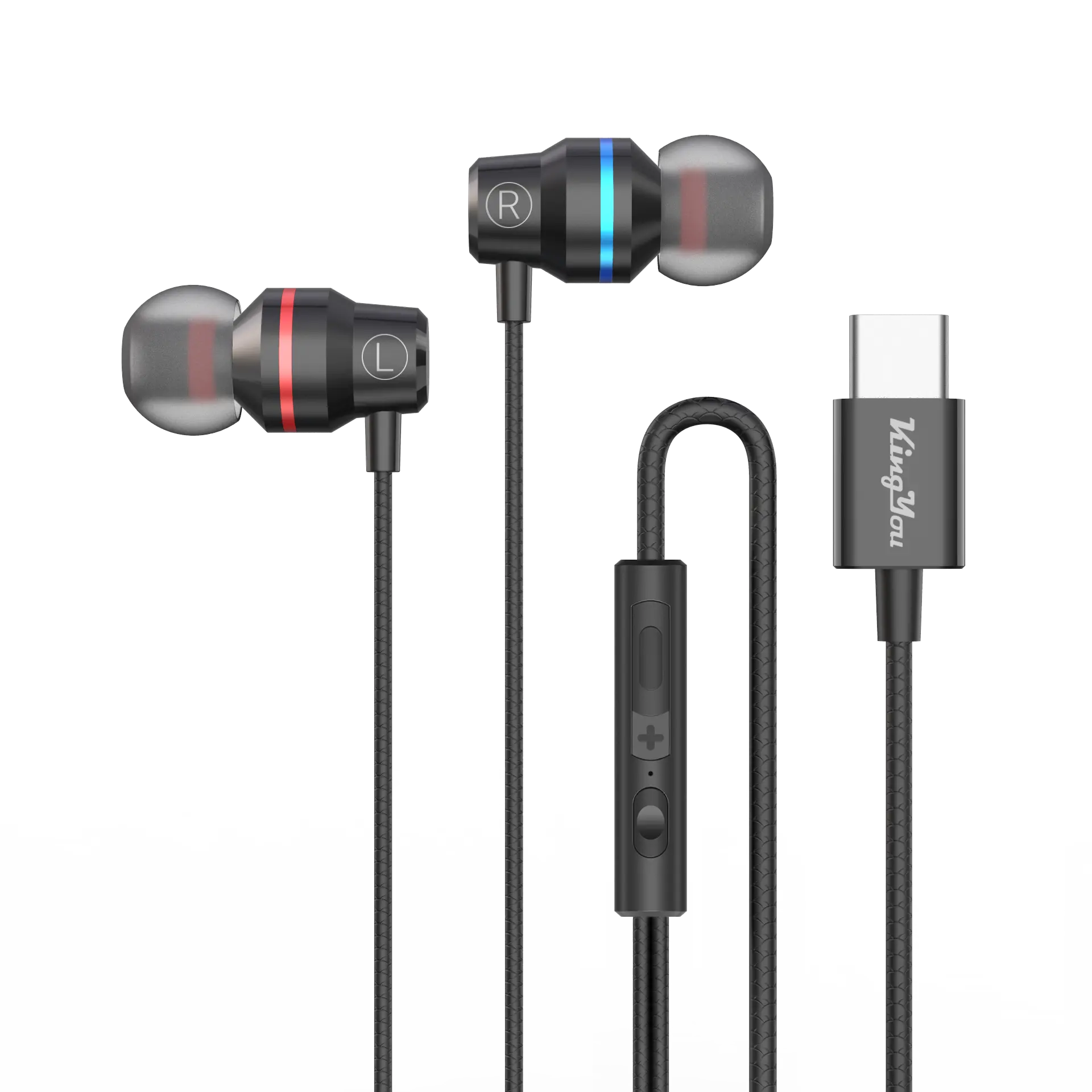 Kingyou Factory Price Tyep c wired earphone with microphone headphone for Huawei Xiaomi