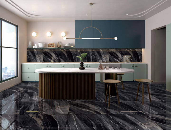 Black Marble Look Porcelain Tiles for Floor & Bathroom