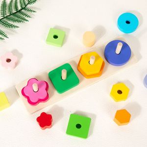 Juguete Sensorial para Bebés, Bloques de Madera Naturales Seguros para Bebés, para Clasificar por Color y Apilar - Product Image 3