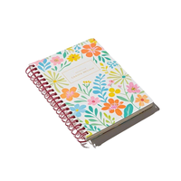 Journal d'autosoins imprimé personnalisé avec motif de fleurs relié par fil planificateur d'étude biblique 6*9 pouces