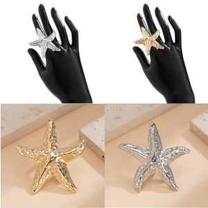 2024 nouvelle couleur or grande perle étoile de mer conque <span class=keywords><strong>anneau</strong></span> pour femmes bijoux cadeaux en gros - Product Image 6