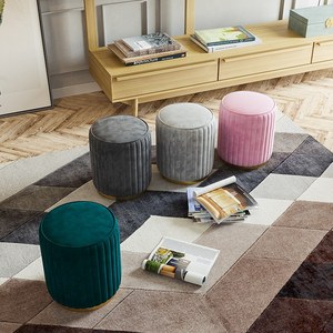 Tabouret <span class=keywords><strong>à</strong></span> chaussures rond en tissu de luxe nordique pour chambre <span class=keywords><strong>à</strong></span> coucher et coiffeuse, design moderne, petite taille - Product Image 1