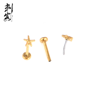 Top senza filo 316L in acciaio chirurgico Push in stile Labret fish star - Product Image 4