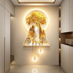 Vente en gros de lampes LED lumineuses acryliques et métalliques art mural en forme <span class=keywords><strong>d</strong></span>'arbre doré peinture à lumière LED de luxe pour peintre en nature morte <span class=keywords><strong>d</strong></span>écoration de maison - Product Image 2