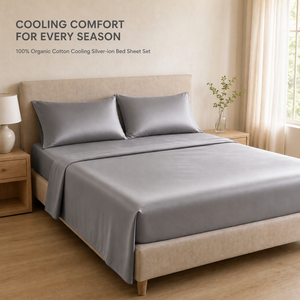 Silver Infused <strong>Bed</strong> Sheets Cooling <strong>Bed</strong> Organic Cotton Pillowcase and Sheet <strong>Set</strong> for Home Hotel - Product Image 6