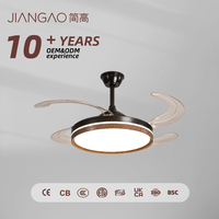 Ventilateurs de plafond intelligents LED en noyer de 42 pouces avec lampes LED à intensité variable, télécommande WiFi en bois, interrupteur 110/220V Tuya Radio MP