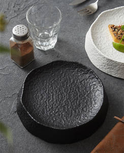 Platos de cena de cerámica gruesa de <span class=keywords><strong>gres</strong></span> mate creativo para restaurante vajilla de cocina artística Irregular plato de <span class=keywords><strong>roca</strong></span> y platos - Product Image 4