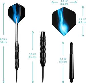 Accmor Ensemble de fléchettes en métal à <span class=keywords><strong>pointe</strong></span> en <span class=keywords><strong>acier</strong></span> pour enfants, 12 pièces, 24 grammes, fléchettes professionnelles - Product Image 6