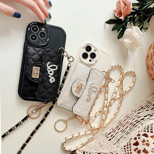 Ốp điện thoại chống sốc có dây đeo chéo bằng da, khóa cài đính đá LOVE dành cho iPhone 17 Promax 15 <span class=keywords><strong>Plus</strong></span> 12 13 11 16 - Product Image 1