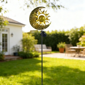 Lampes solaires à insérer au sol, motif fer forgé et lune, pour décoration de cour, jardin et pelouse, <span class=keywords><strong>extérieur</strong></span> - Product Image 5