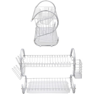 Scaffale Portaoggetti da Cucina in Metallo di Alta Qualità, Multifunzione a 2 Ripiani, Scolapiatti <span class=keywords><strong>con</strong></span> Supporto per Tagliere e Vaschetta di Raccolta - Product Image 5