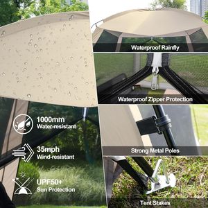 Tenda da campeggio con zanzariera da 8 a 10 persone con protezione solare antiUV, - Product Image 3