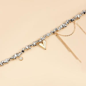 Collier à pendentif en forme de dessin animé, perles de zircon bicolores, plaqué or 18 carats, avec pompon, pour fêtes et streetwear, bijou cadeau - Product Image 6