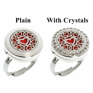 Just Breathe Plain/Rhinestone Finger <strong>Ring</strong> <strong>Resizable</strong> 316L Stainless Steel 20mm Diffuser Aromatherapy Locket <strong>Ring</strong> Free 10Pads - Product Image 2