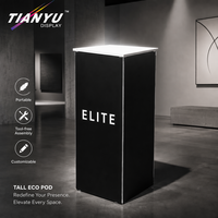 Comptoir de lancement de produits portable avec écran LED rétroéclairé, en tissu SEG, table pliante en aluminium pour salons professionnels