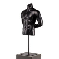 Mannequin de Torse Masculin Sportif Musclé Noir avec Support