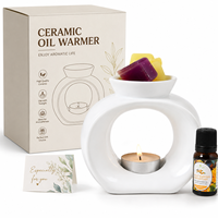 Pembakar Lilin Keramik Putih Nordik, Pembakar Minyak Esensial, Diffuser Aroma Lilin Teh, Penghangat Aroma, Dekorasi Rumah, Hadiah OEM