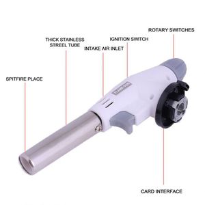Pistolet à flamme réglable USA Mairun823, type torche à gaz butane, 2 brûleurs, en acier inoxydable blanc, pour bois - Product Image 2
