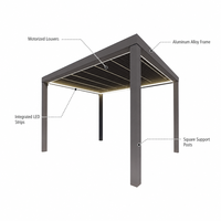Pergola électrique à lames orientables en aluminium pour extérieur, auvent de gazebo à lame inclinable automatique, abri intelligent imperméable contre la pluie pour villa, jardin, patio